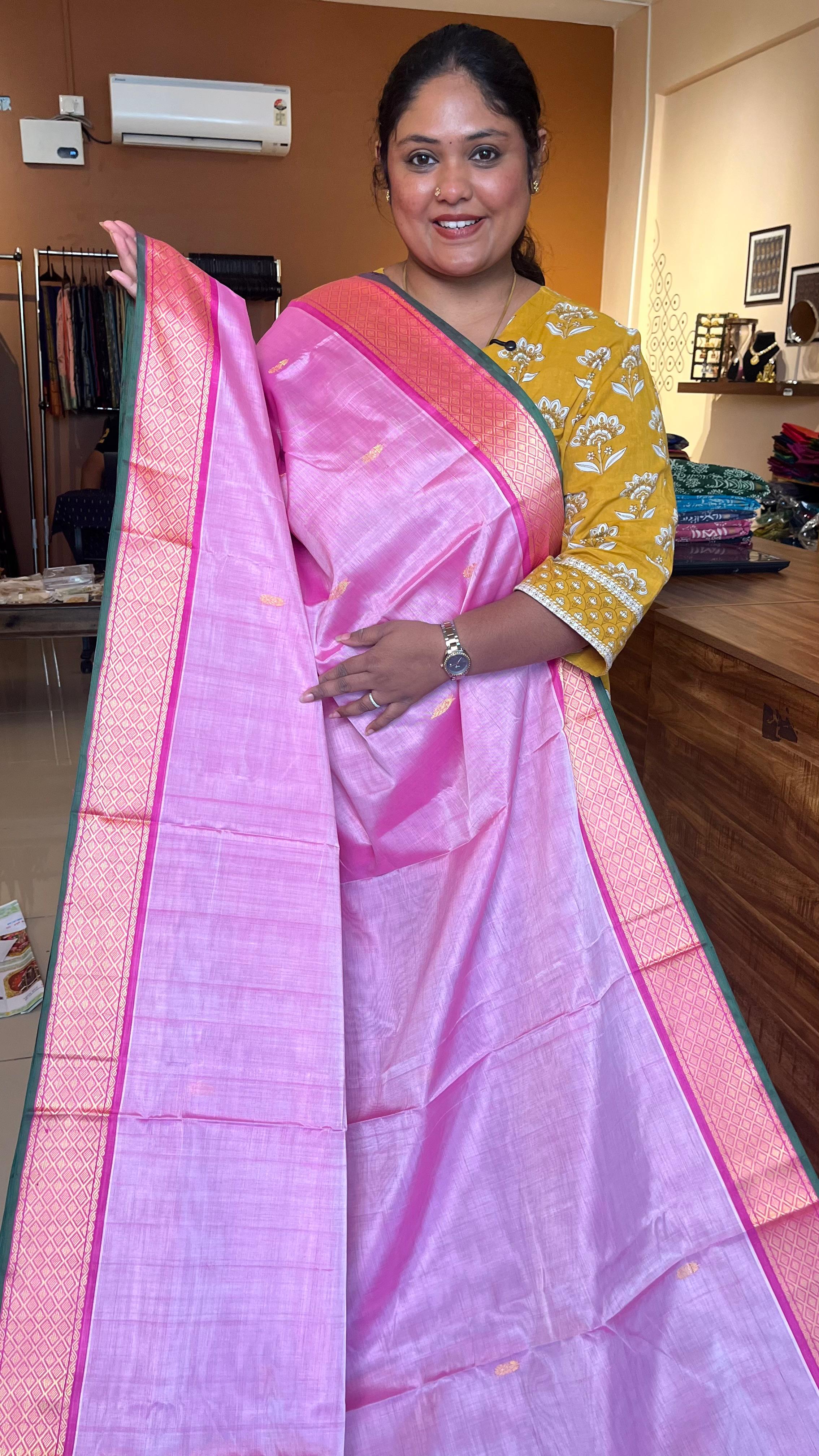 Devendra 10.5 Yards Madisar Contrast Pallu - 12-09-06-10.5Y-04 (PANEER ROJA MADISAR)