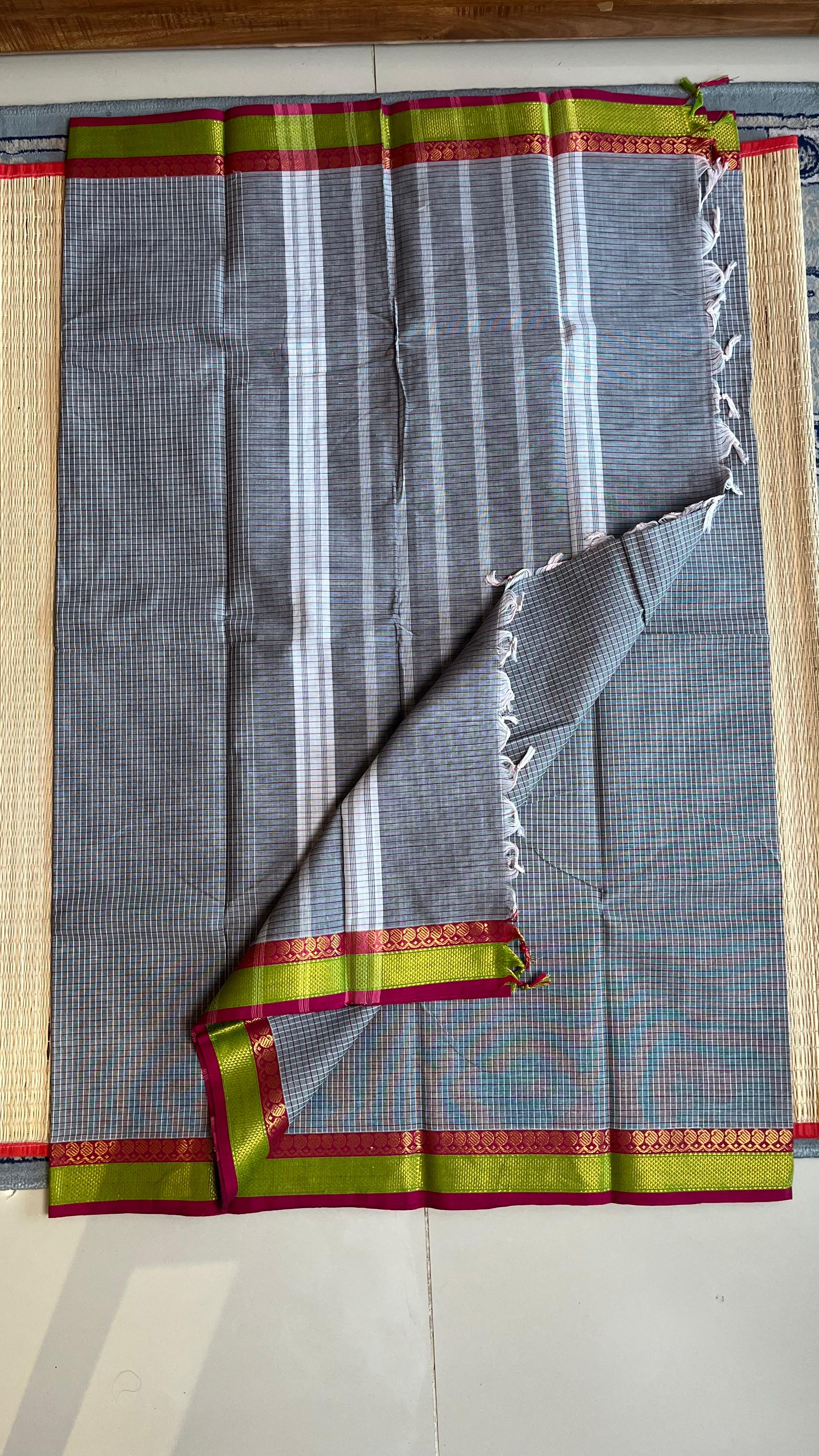 Pure Kanchi Cotton Kattam saree - 01-03-02-05