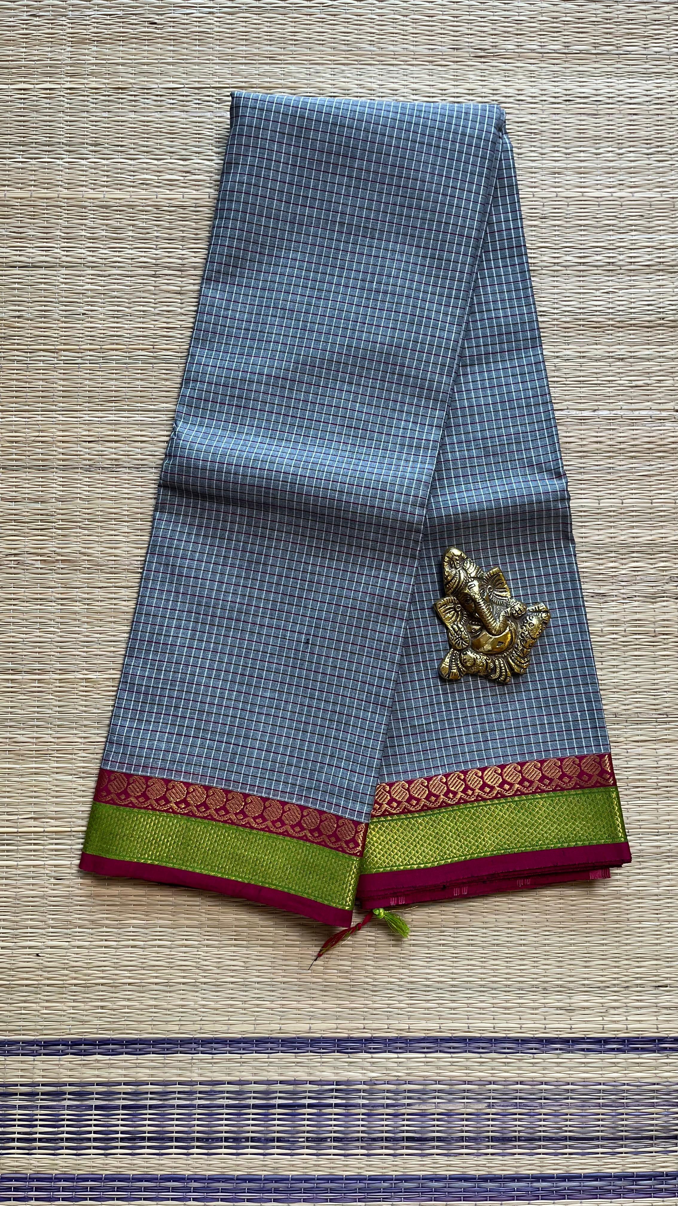 Pure Kanchi Cotton Kattam saree - 01-03-02-05