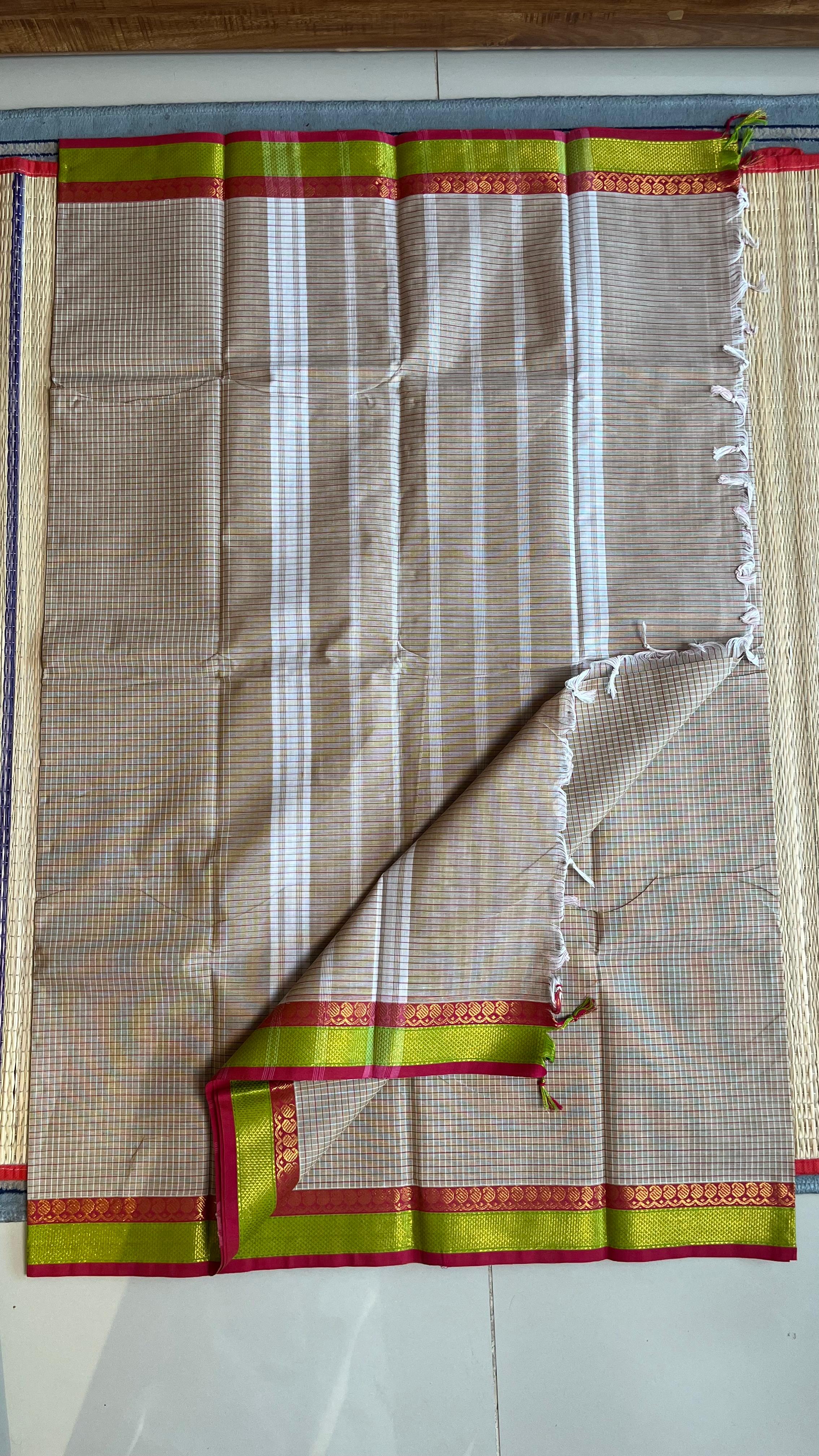 Pure Kanchi Cotton Kattam saree - 01-03-02-14