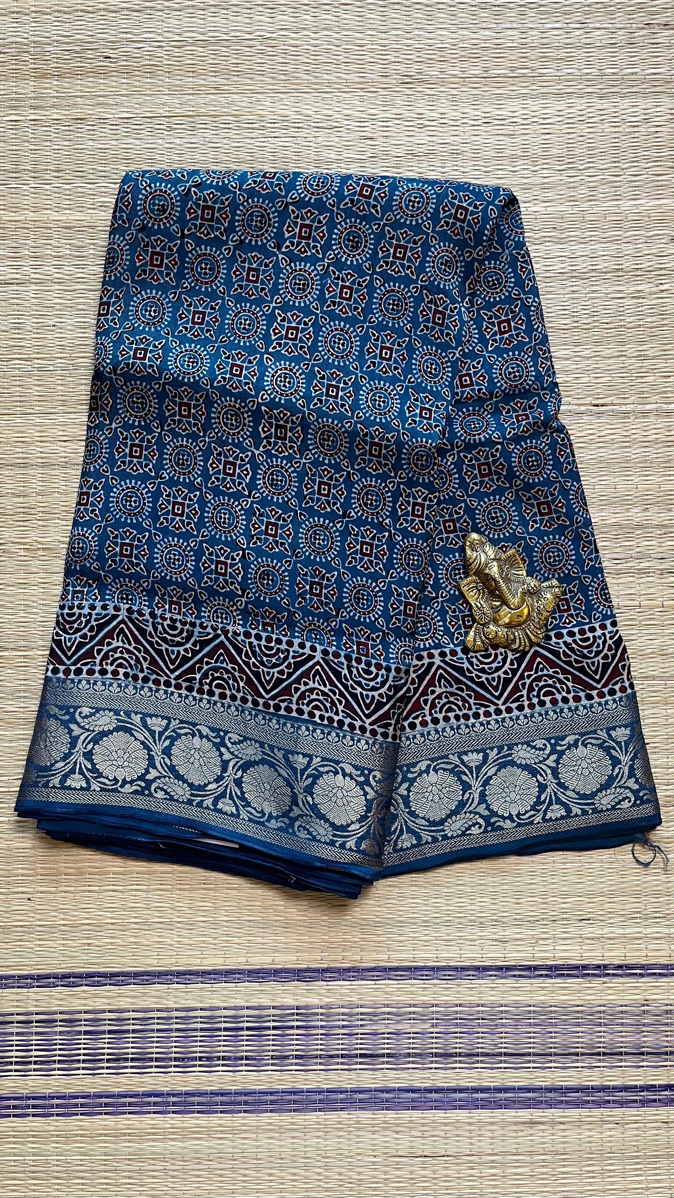 Ajrakh Modal Silk Saree -46-12-01-03