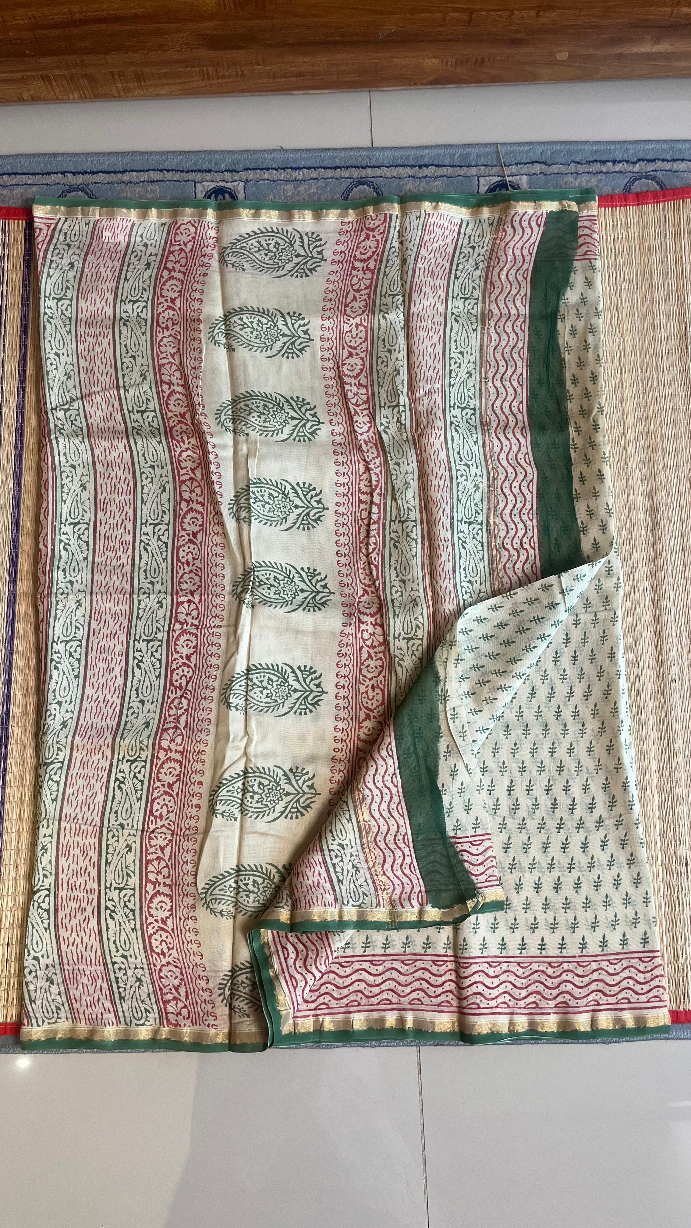 Chanderi Handblock Print Saree -51-06-01-01