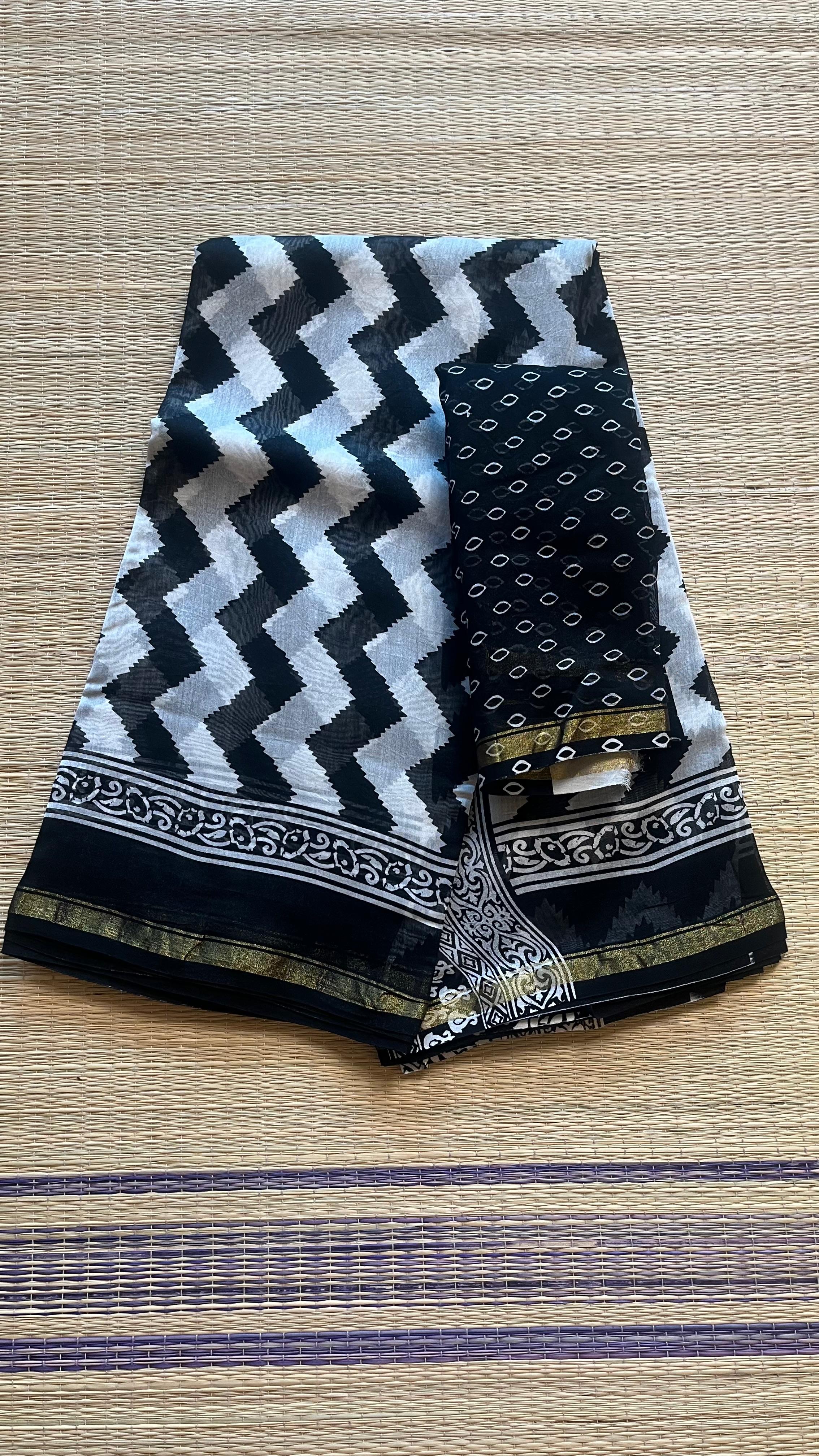 Chanderi Handblock Print Saree -51-06-01-12