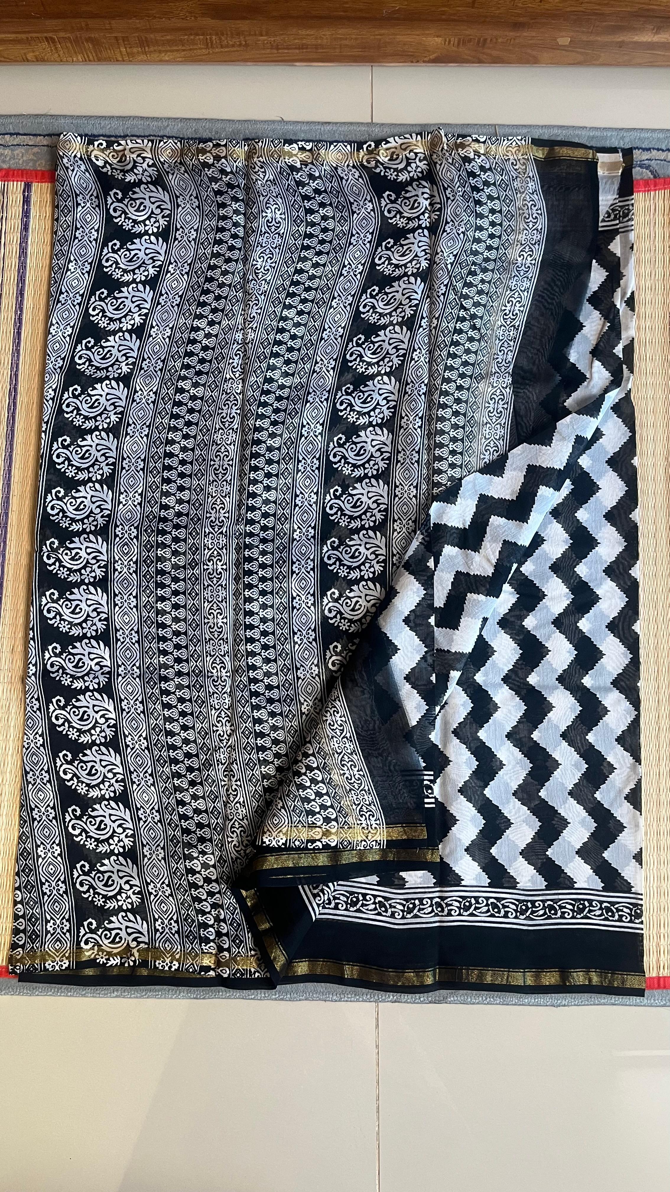 Chanderi Handblock Print Saree -51-06-01-12