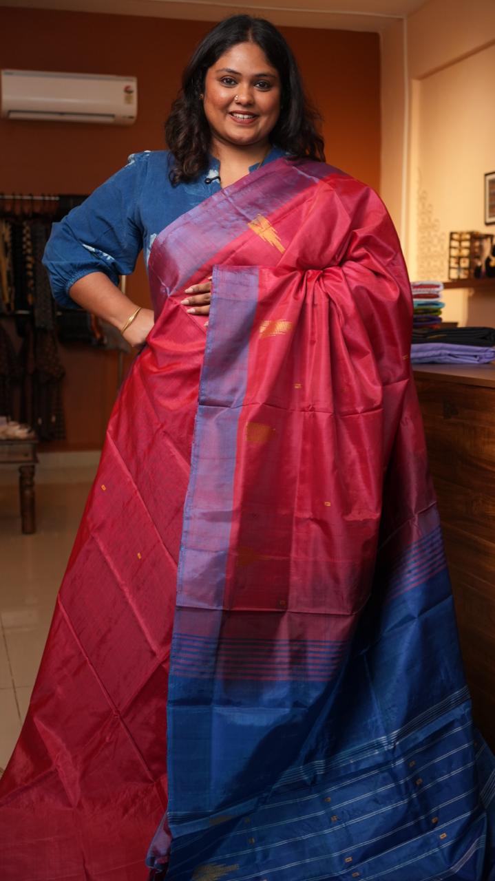 Chinnalampattu 6 Yards Saree - 03-09-01-11 (CHERRY SAPPHIRE)