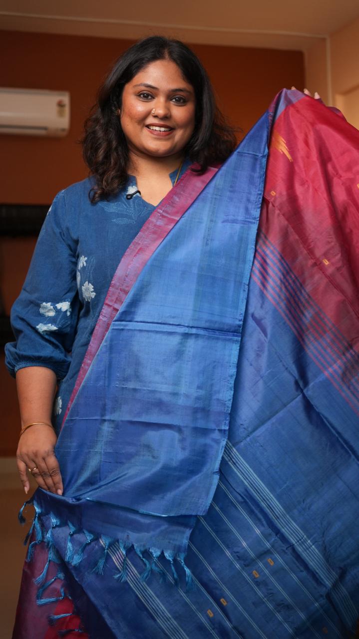 Chinnalampattu 6 Yards Saree - 03-09-01-11 (CHERRY SAPPHIRE)