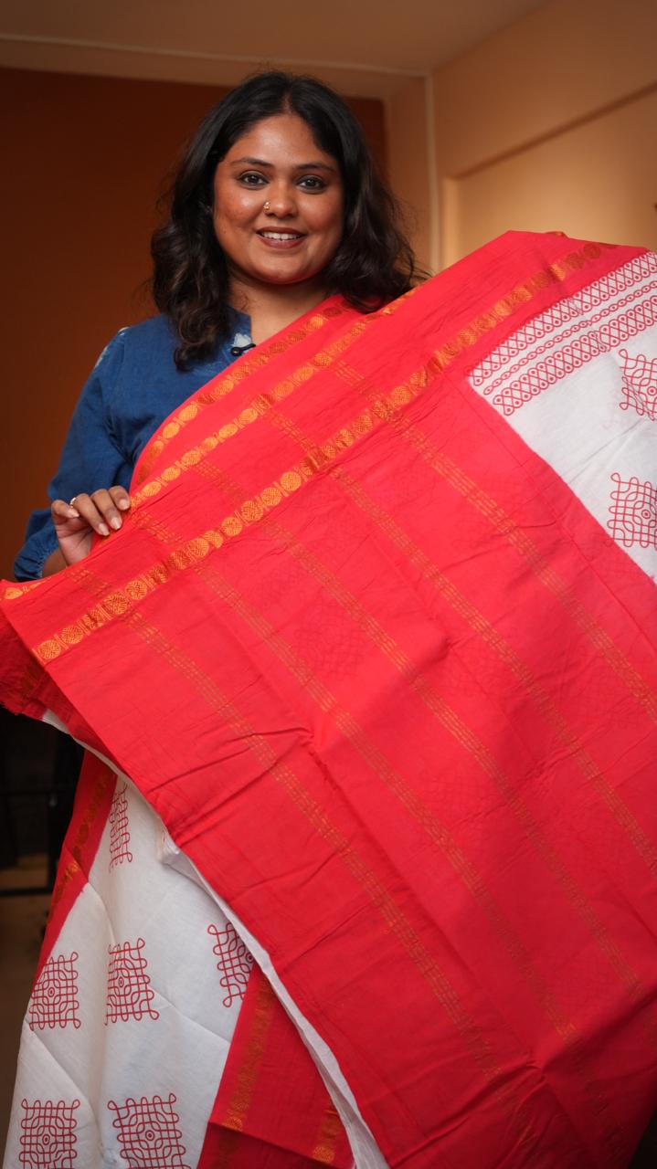 Madurai Cotton Big Border Saree -11-04F-02-05 (BEGONIA)