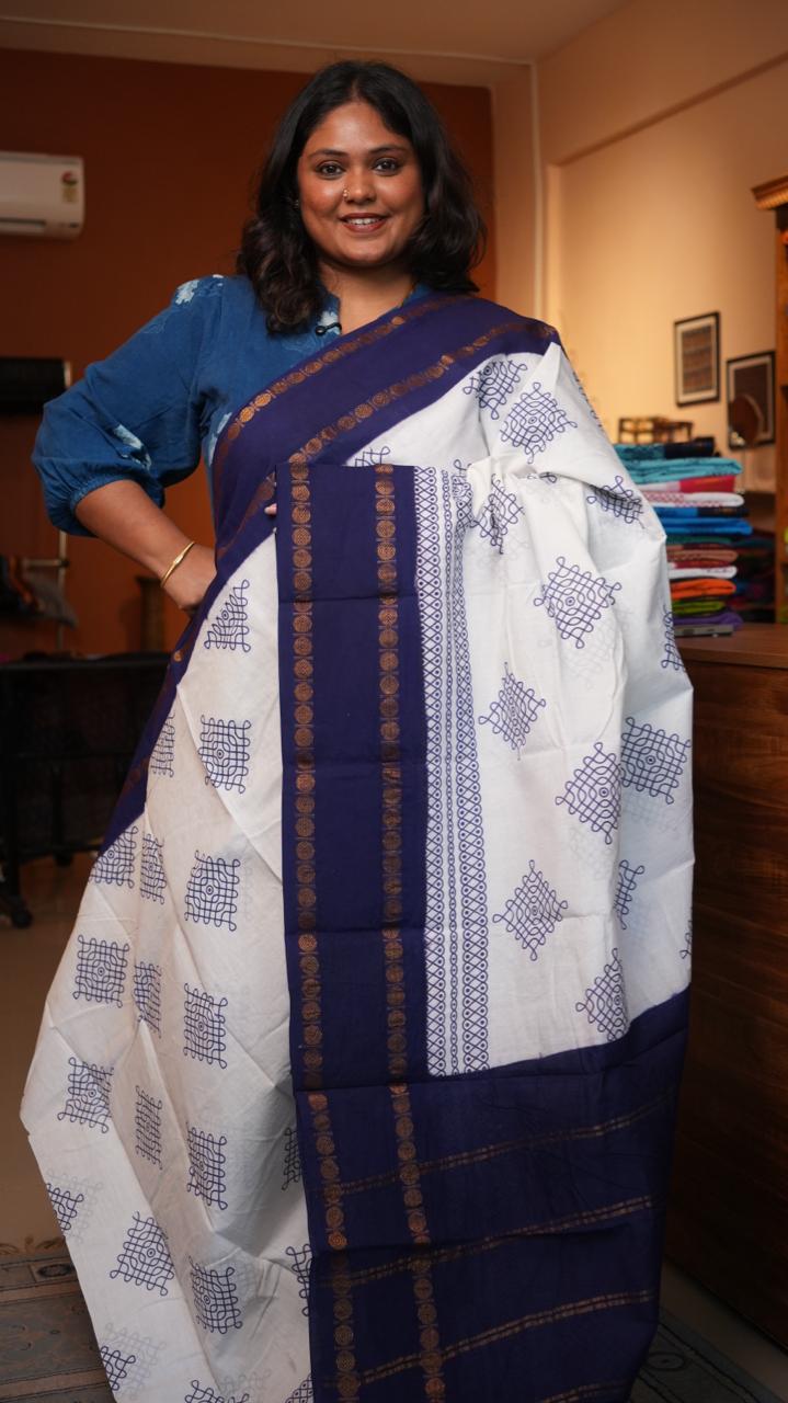 Madurai Cotton Big Border Saree -11-04F-02-02 (ADMIRAL)