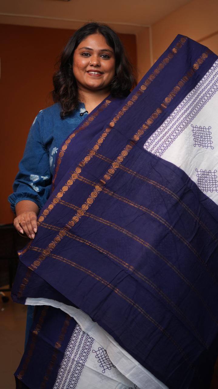 Madurai Cotton Big Border Saree -11-04F-02-02 (ADMIRAL)