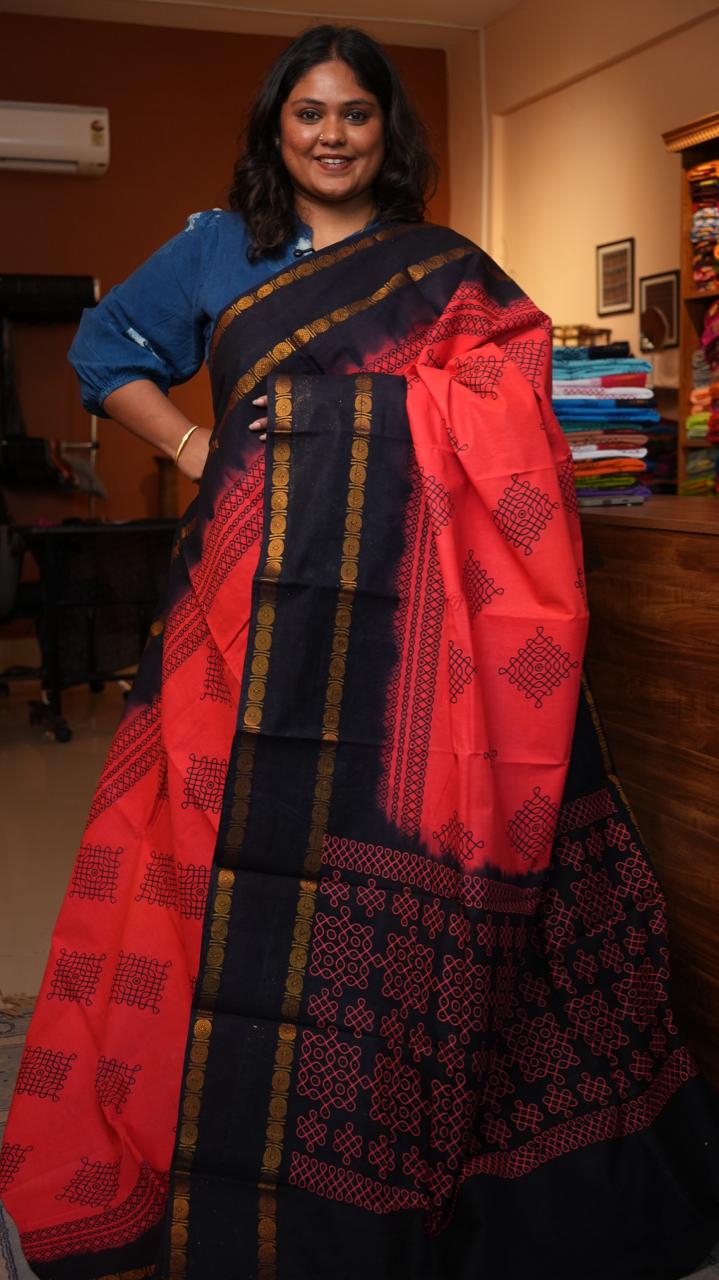 Madurai Cotton Big Border Saree -11-04F-03-06 (GRENADINE)