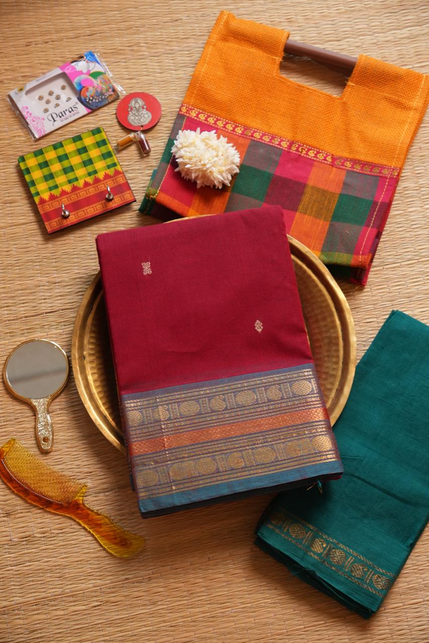 Kanchi Cotton Saree with Hamper -01-09-02-09 (ANARDANA)