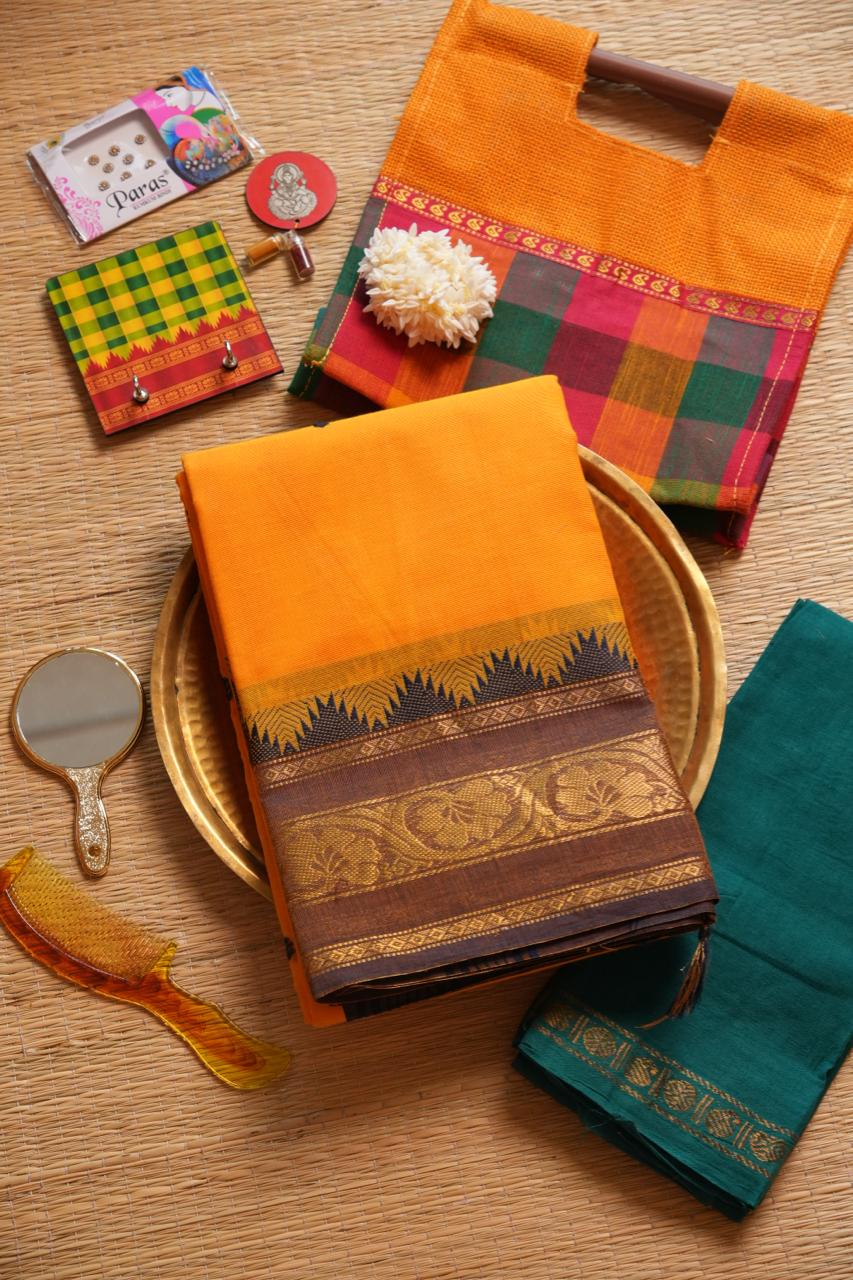 Kanchi Cotton Saree with Hamper -01-09-02-05 (SATSUMA)