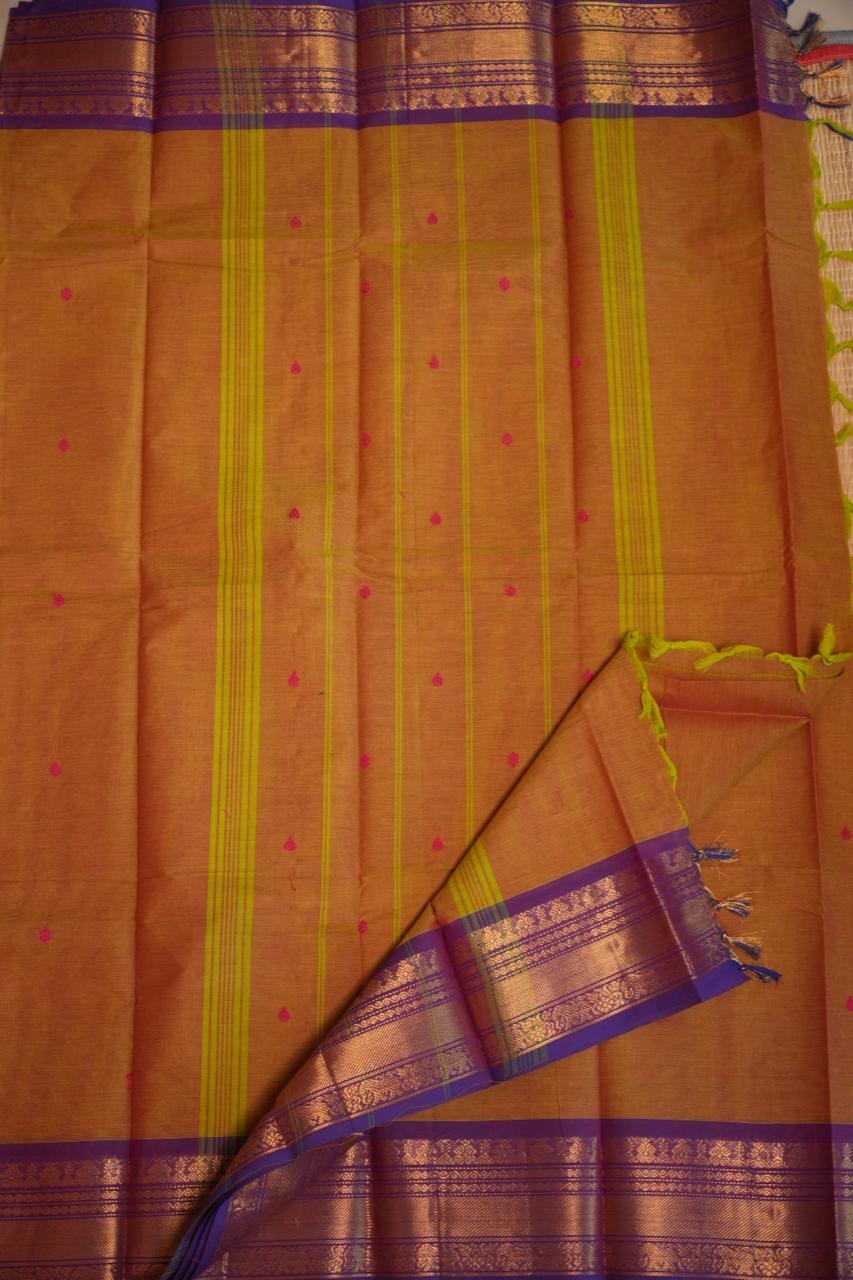 Kanchi Cotton Saree with Hamper -01-09-02-13 (OCHREWOOD)