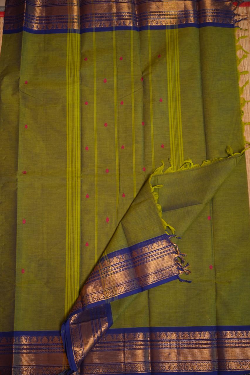 Kanchi Cotton Saree with Hamper -01-09-02-07 (EDAMAME)