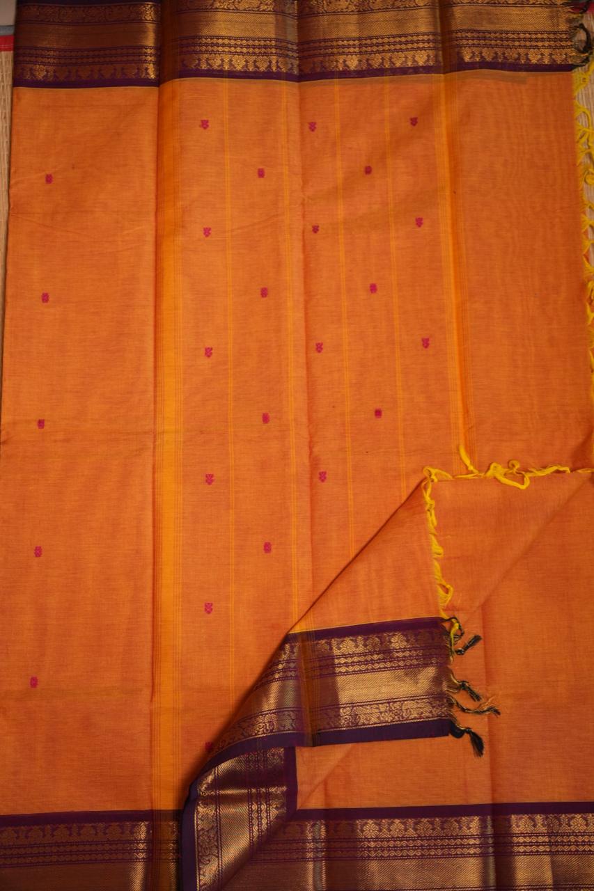 Kanchi Cotton Saree with Hamper -01-09-02-15(KUMQUAT)