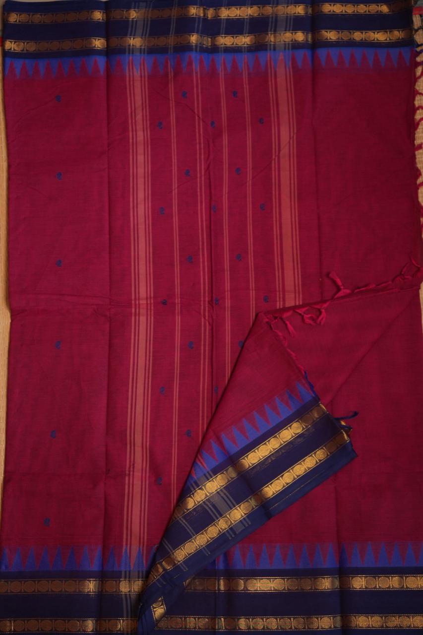 Kanchi Cotton Saree with Hamper -01-09-02-16 (BOYSENBERRY)