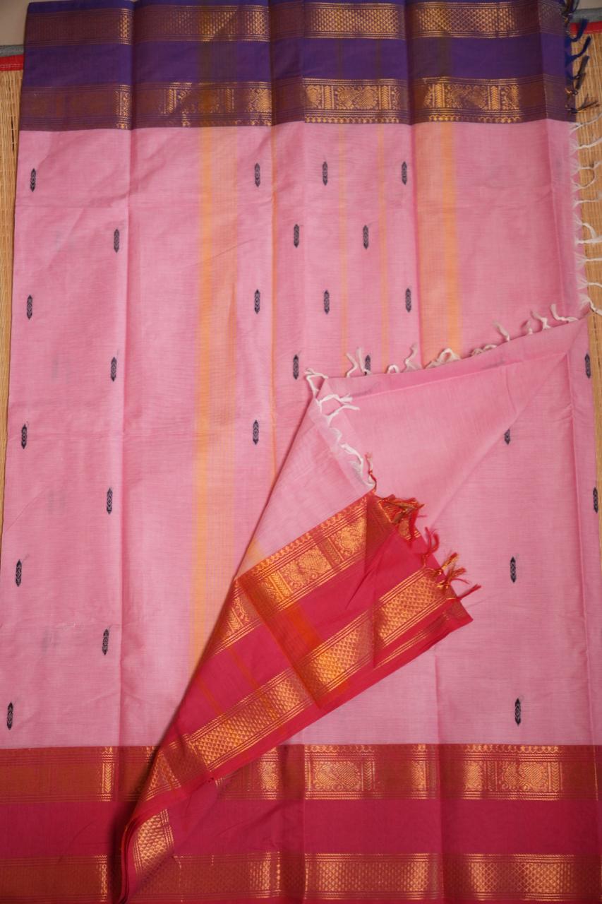 Kanchi Cotton Saree with Hamper -01-09-02-17 (MACARON)
