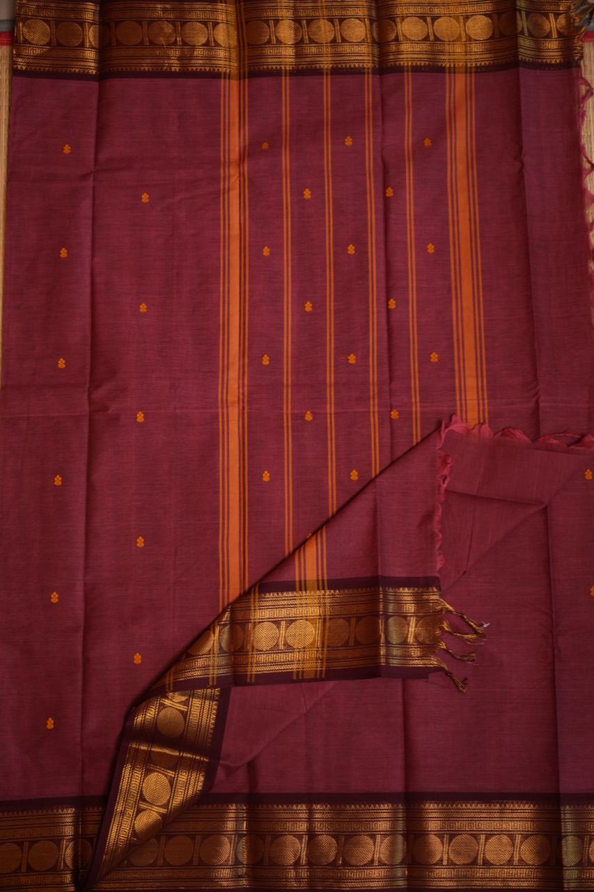 Kanchi Cotton Saree with Hamper -01-09-02-22 (MERLOT)