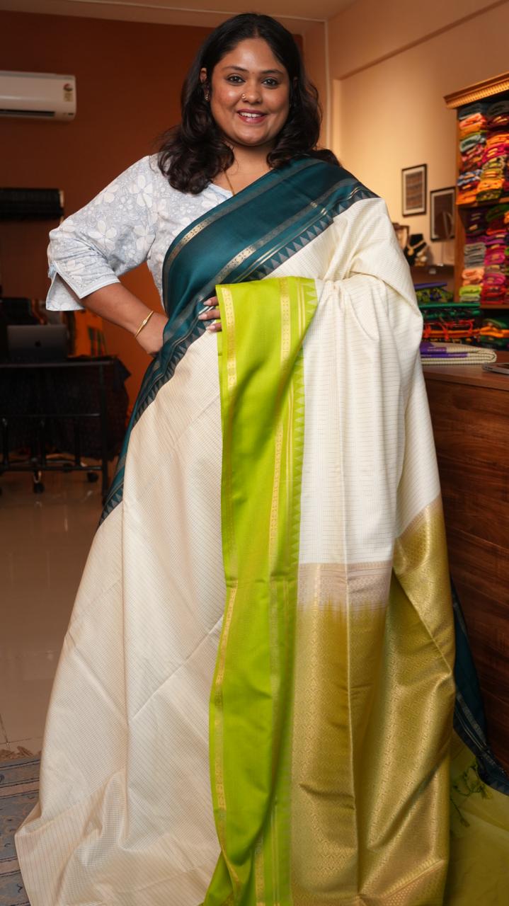 Kanchi Pattu Inspired Semi Silk Saree -01-09-15-01 (KIWANO)