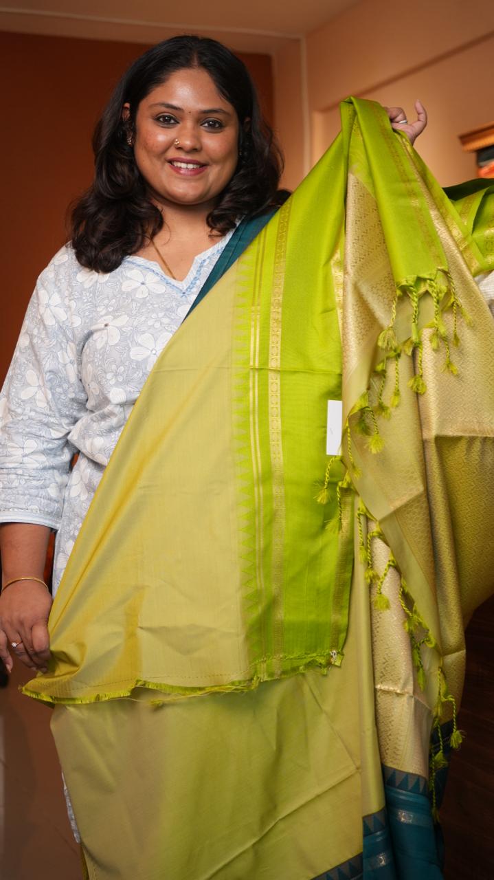 Kanchi Pattu Inspired Semi Silk Saree -01-09-15-01 (KIWANO)