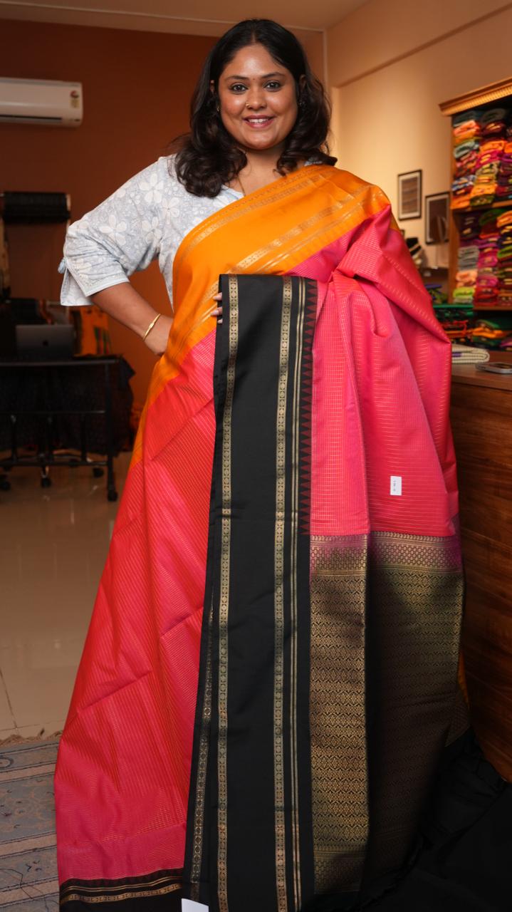 Kanchi Pattu Inspired Semi Silk Saree -01-09-15-04 (GULABIYA)