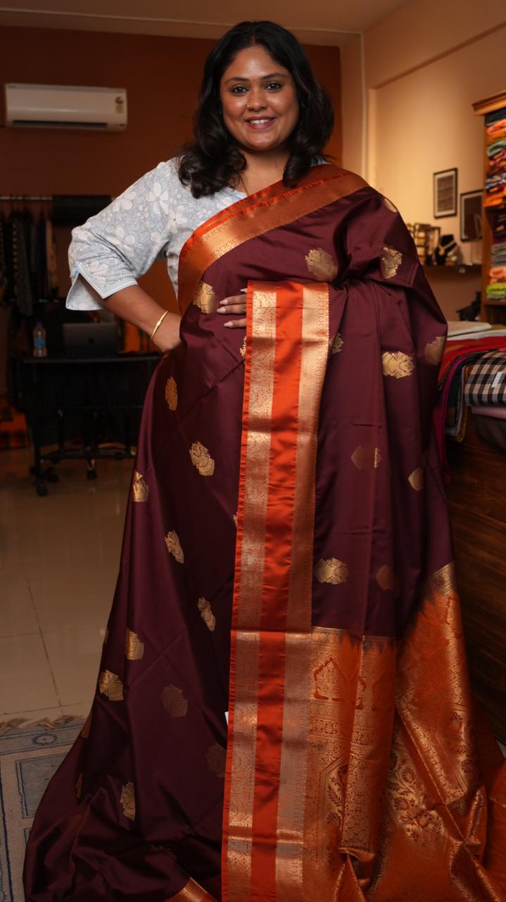 Kanchi Pattu Inspired Semi Silk Saree -01-09-14-03 (PADMARAGAM)