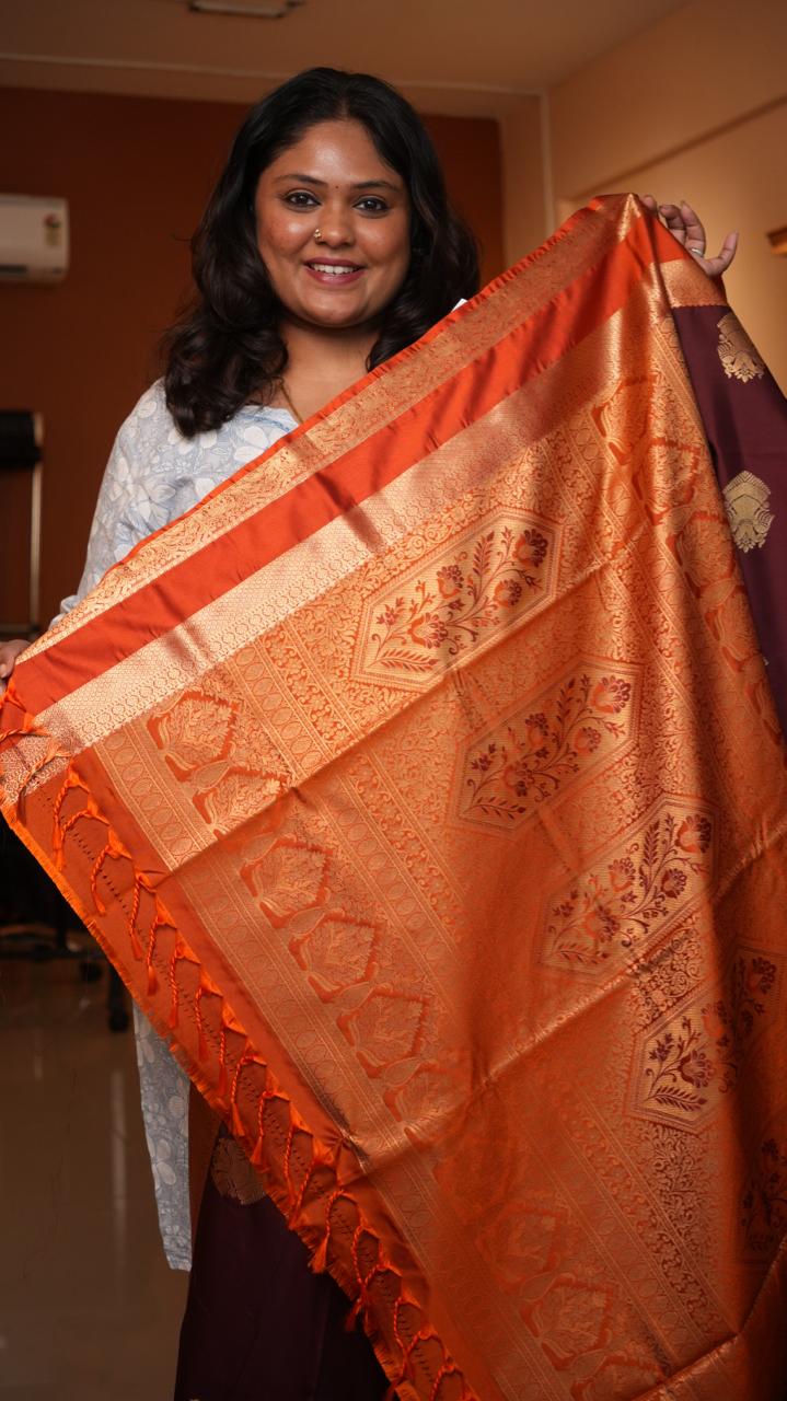 Kanchi Pattu Inspired Semi Silk Saree -01-09-14-03 (PADMARAGAM)
