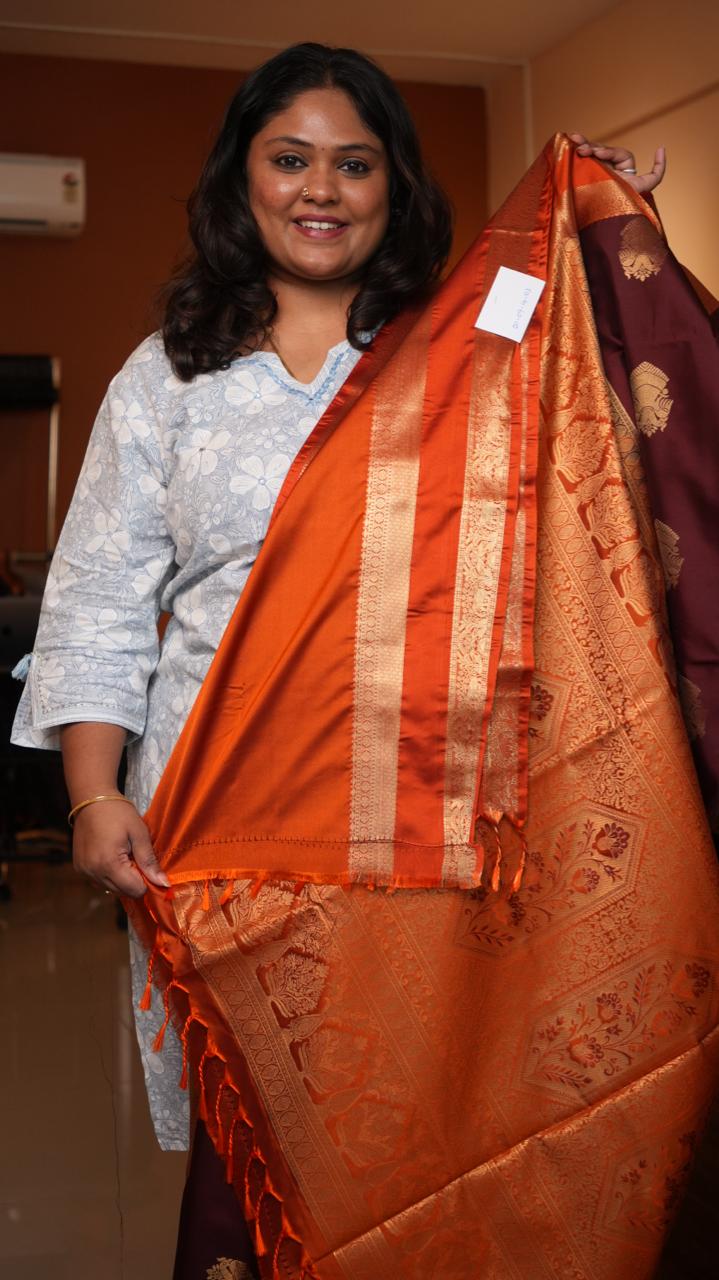Kanchi Pattu Inspired Semi Silk Saree -01-09-14-03 (PADMARAGAM)