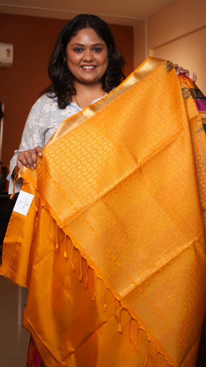 Kanchi Pattu Inspired Semi Silk Saree -01-09-14-08 (NAVARATNAM)