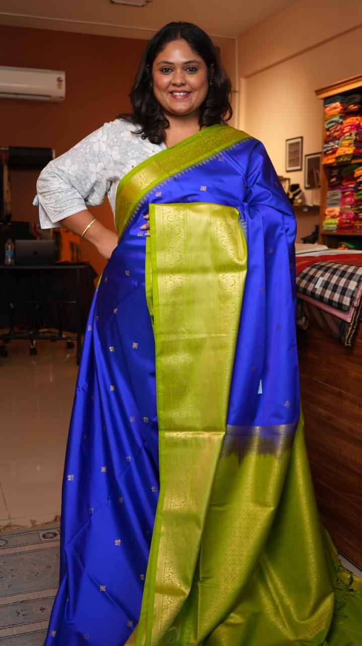 Kanchi Pattu Inspired Semi Silk Saree -01-09-14-13 (NEELAM)