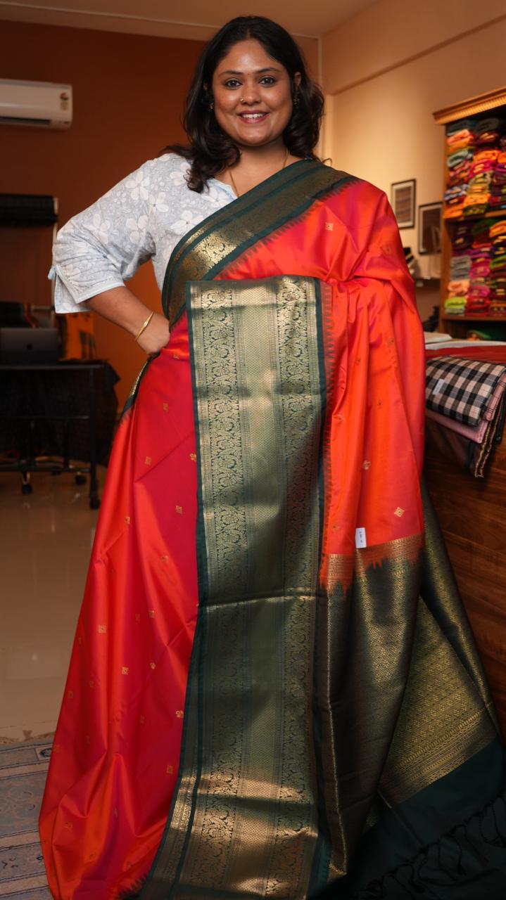 Kanchi Pattu Inspired Semi Silk Saree -01-09-14-11 (PAVAZHAM)