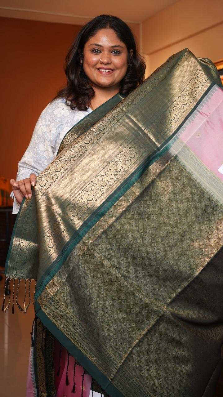 Kanchi Pattu Inspired Semi Silk Saree -01-09-14-10 (PINK GIRASOL)