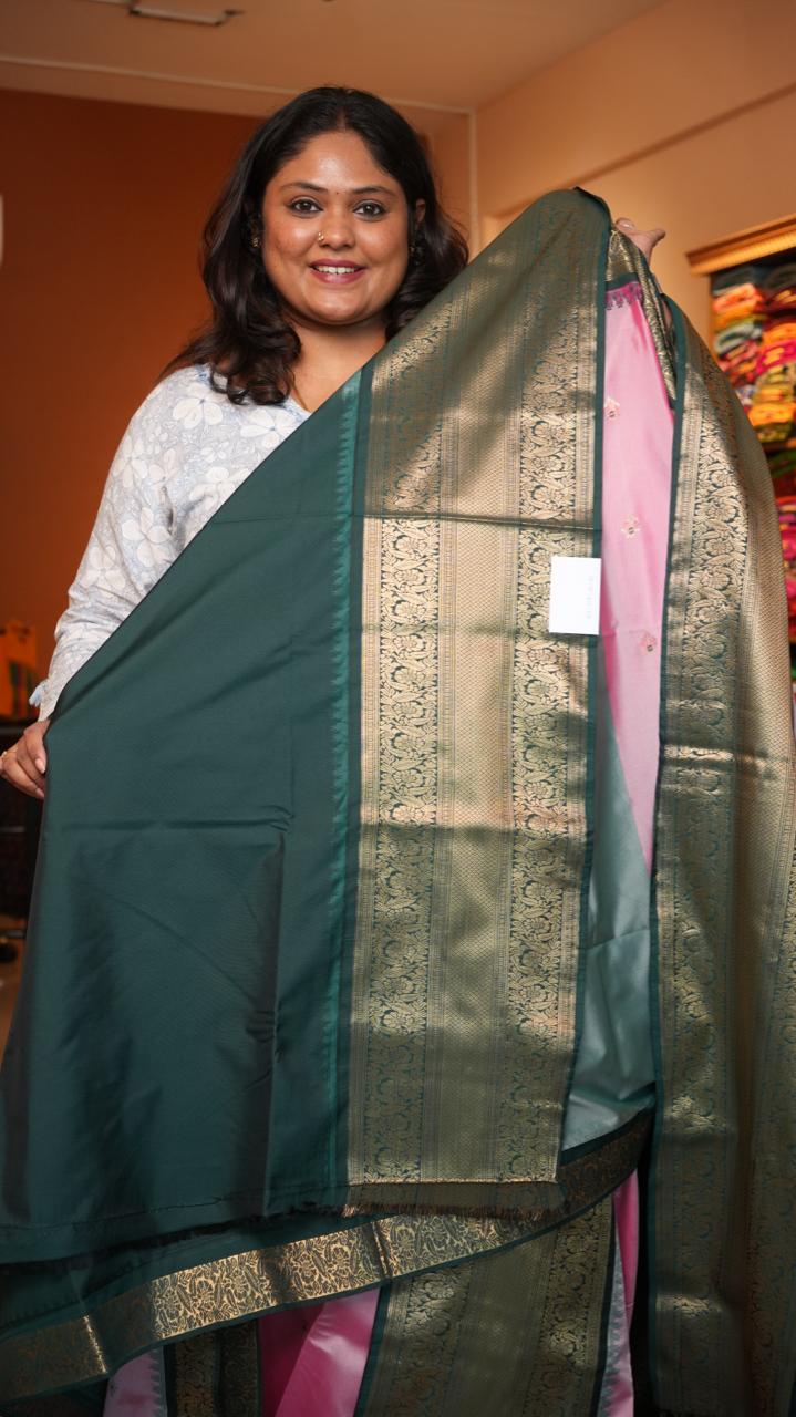 Kanchi Pattu Inspired Semi Silk Saree -01-09-14-10 (PINK GIRASOL)