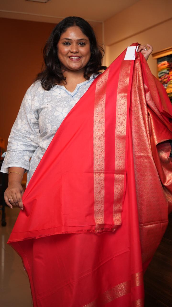 Kanchi Pattu Inspired Semi Silk Saree -01-09-12-02 (BISCUITS CHECK)