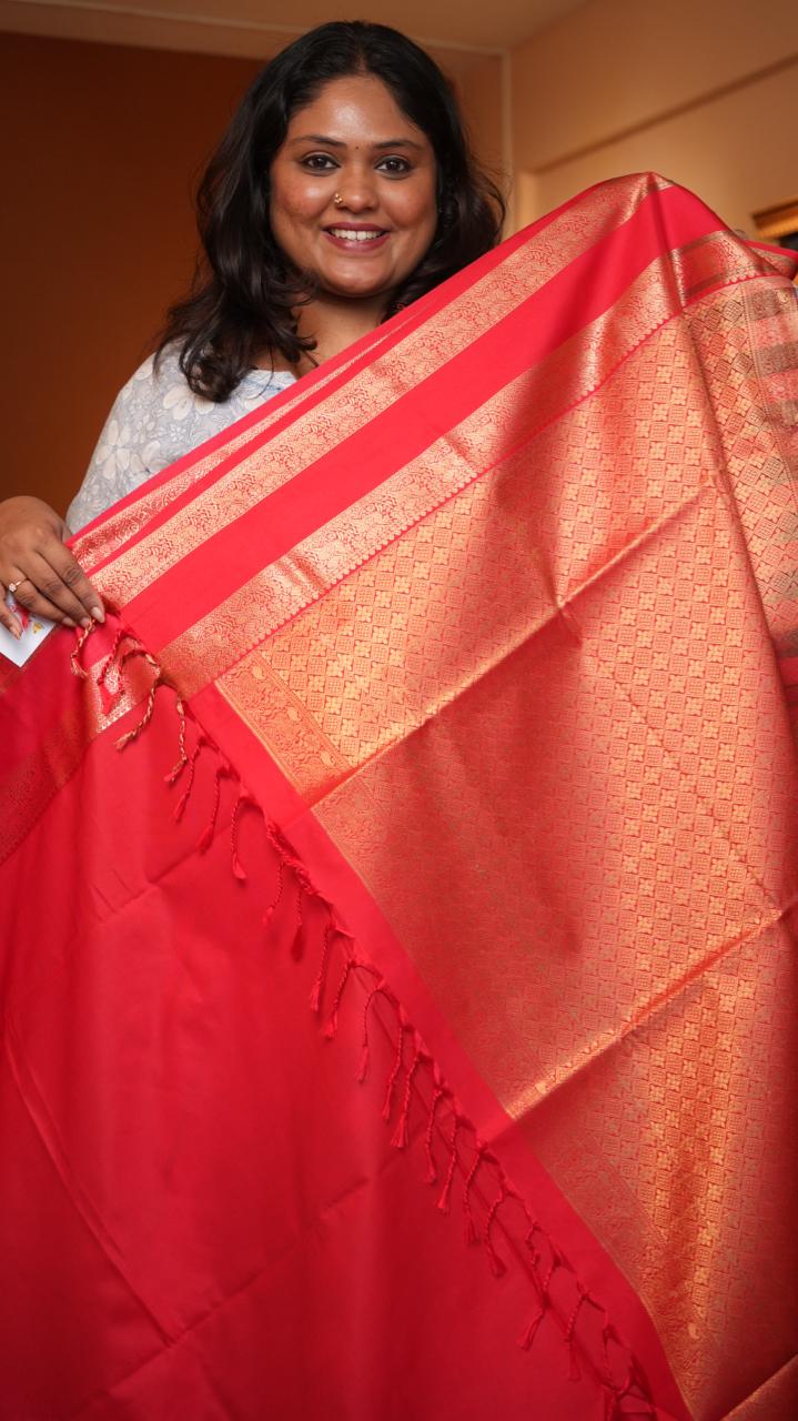 Kanchi Pattu Inspired Semi Silk Saree -01-09-12-02 (BISCUITS CHECK)