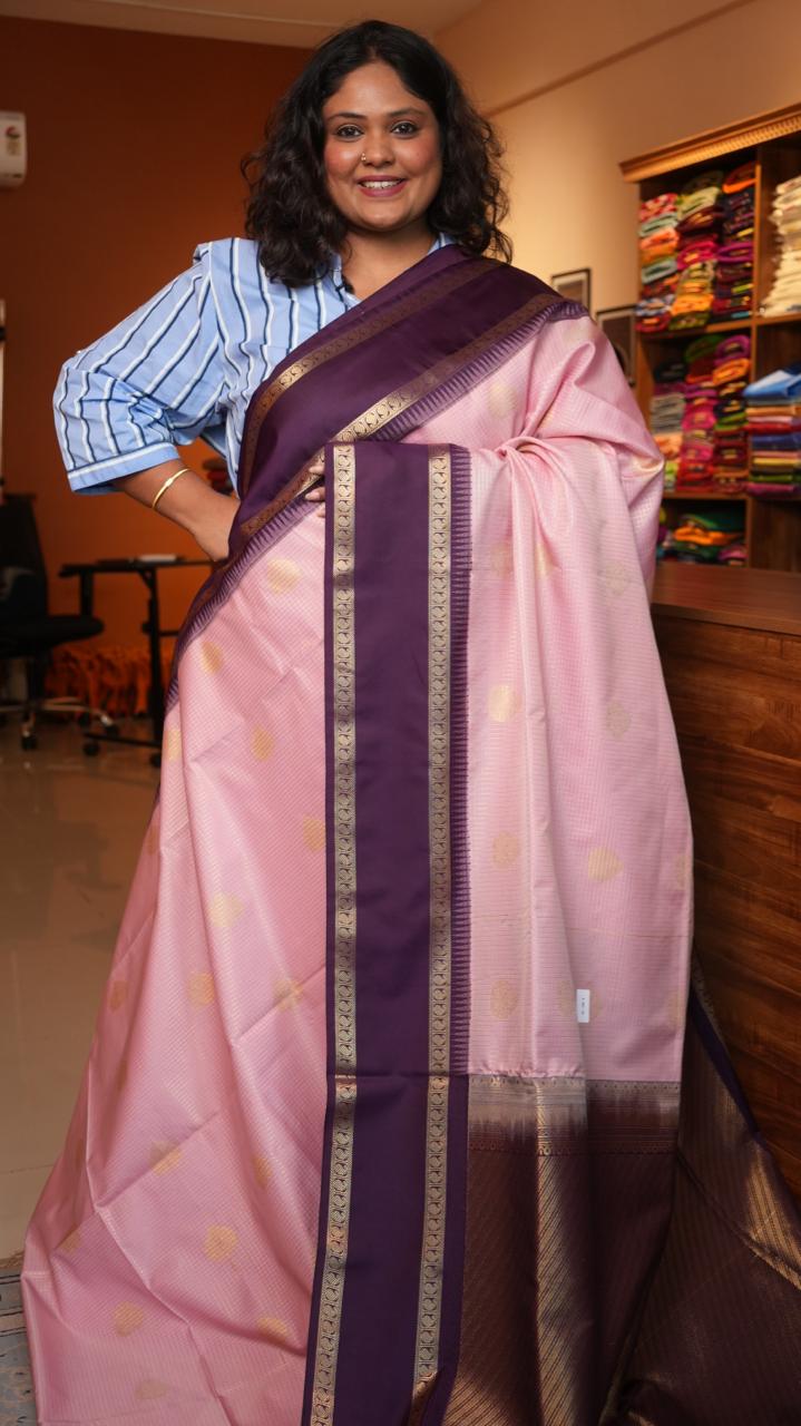 Kanchi Pattu Inspired Semi Silk Saree -01-09-11-04 (DREAMY PINK)