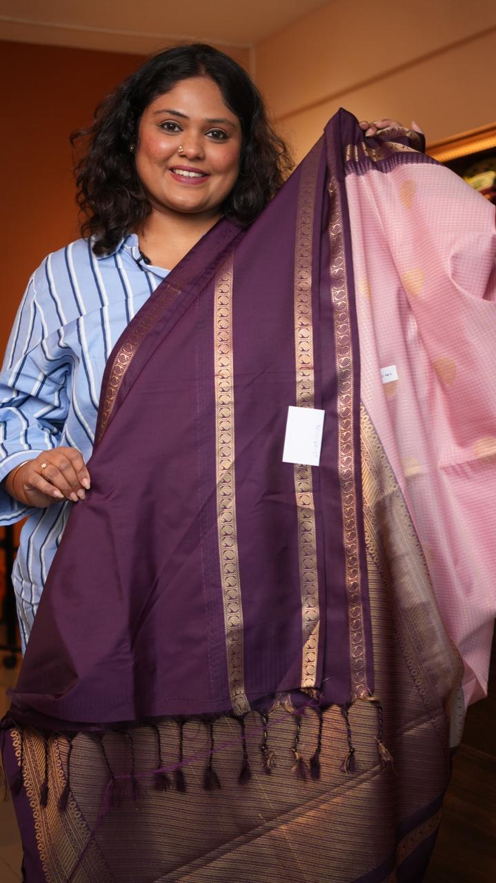 Kanchi Pattu Inspired Semi Silk Saree -01-09-11-04 (DREAMY PINK)