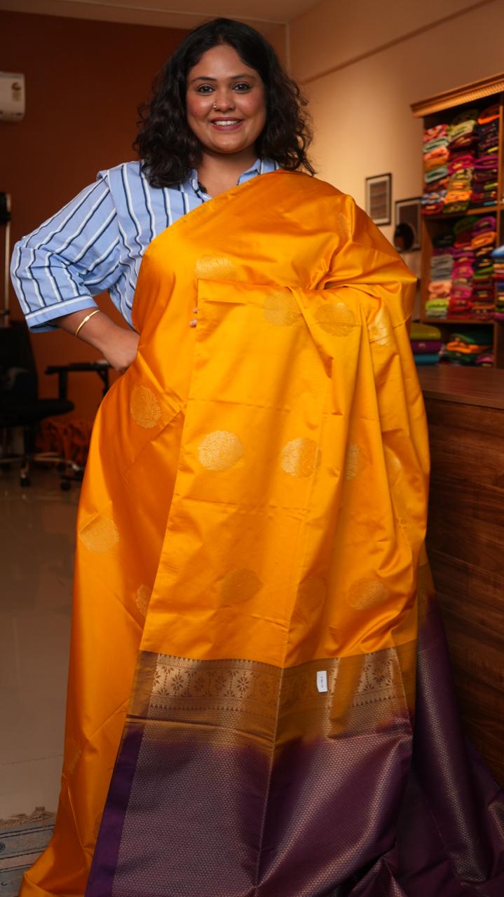 Kanchi Pattu Inspired Semi Silk Saree -01-09-11-06 (GOLDEN REVERIE)