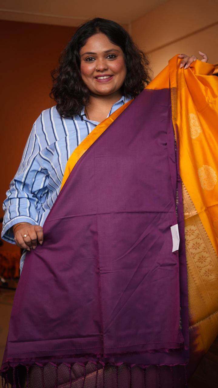 Kanchi Pattu Inspired Semi Silk Saree -01-09-11-06 (GOLDEN REVERIE)