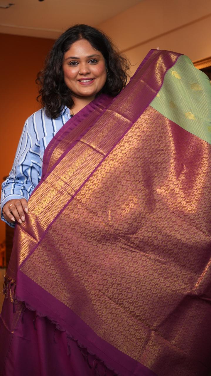 Kanchi Semi Silk Stripes Saree - 01-09-09-10 (ALCHEMILLA)