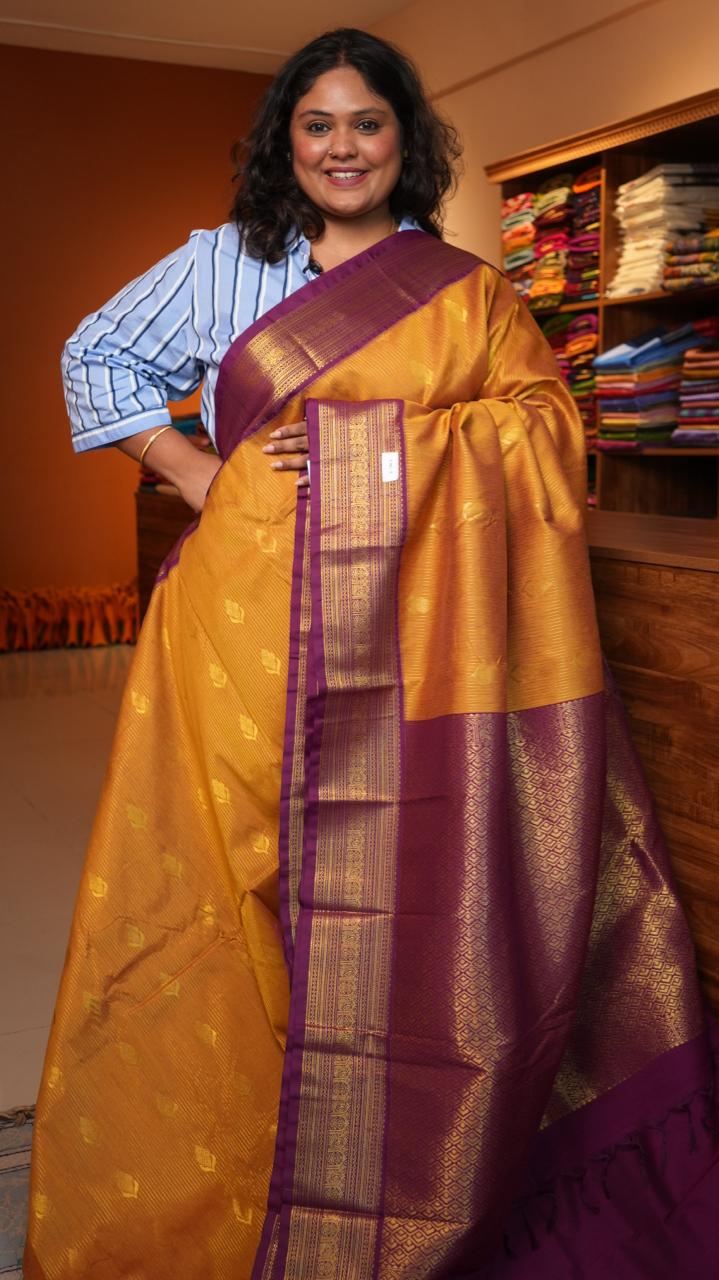Kanchi Semi Silk Stripes Saree - 01-09-09-02 (FLAMEBACK)