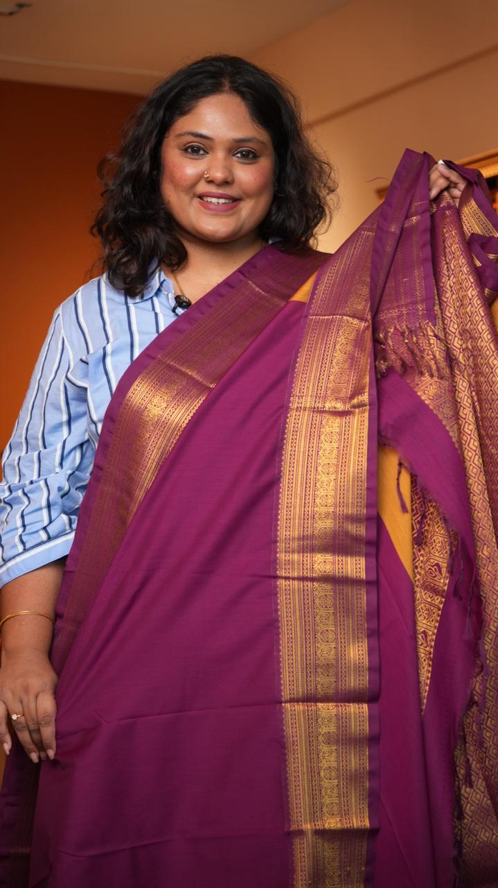 Kanchi Semi Silk Stripes Saree - 01-09-09-02 (FLAMEBACK)