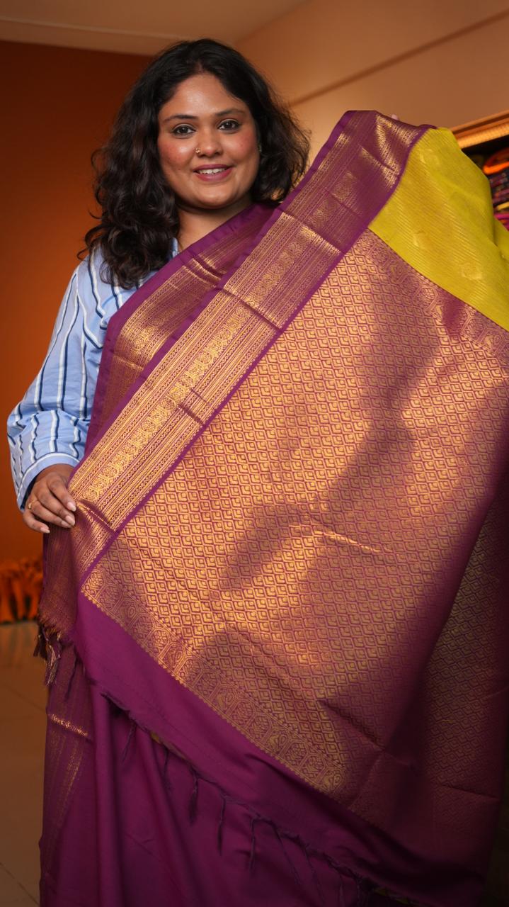 Kanchi Semi Silk Stripes Saree - 01-09-09-04 (SUNBIRD)