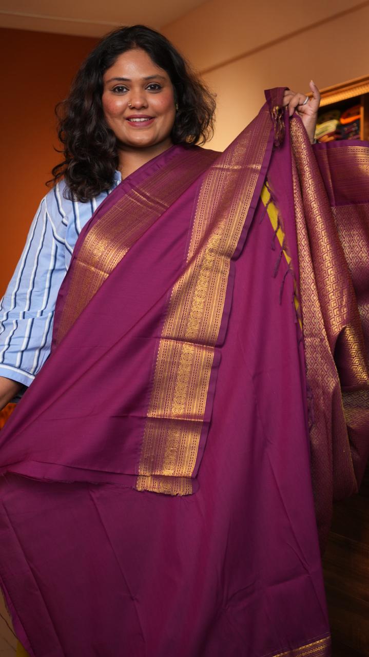 Kanchi Semi Silk Stripes Saree - 01-09-09-04 (SUNBIRD)