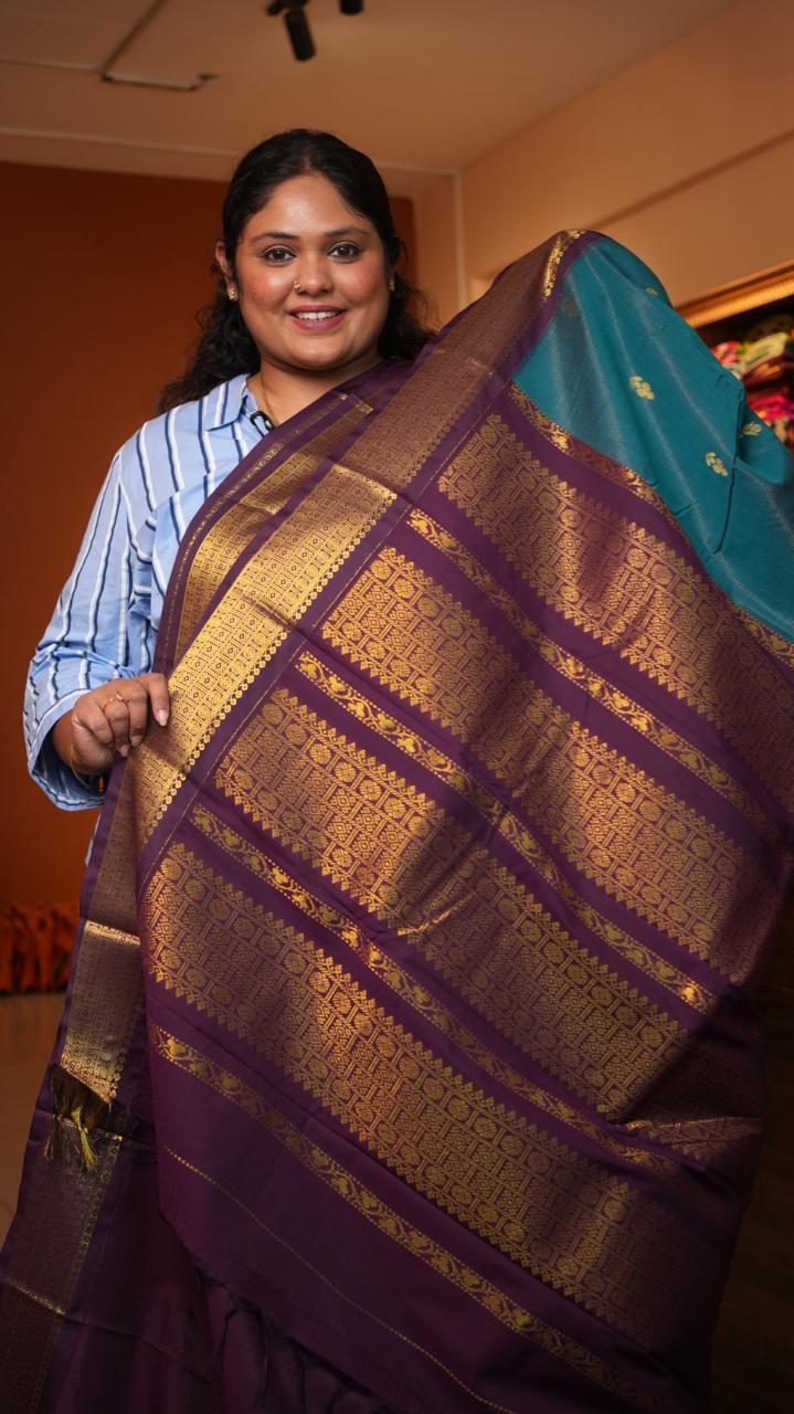 Semi Silk Vairaoosi Mayil Bhutta Saree -01-09-07-15 (SUCCULENT)