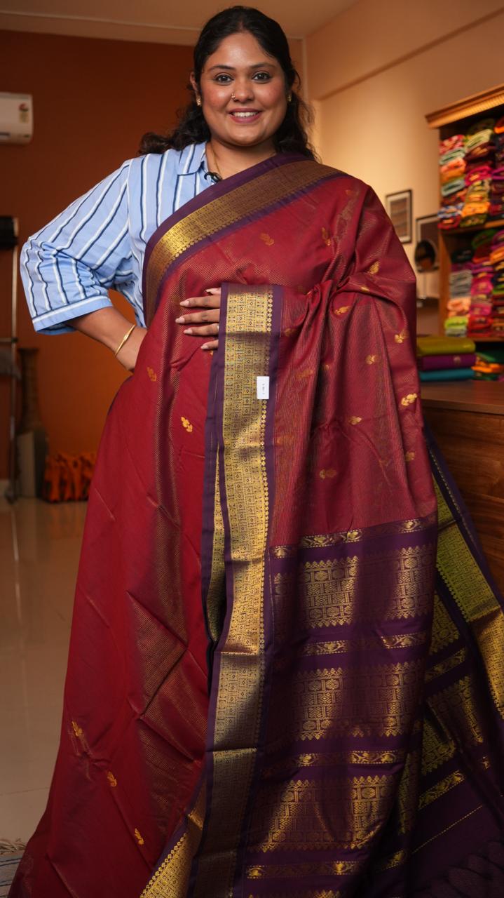 Semi Silk Vairaoosi Mayil Bhutta Saree -01-09-07-16 (DAYLILY)