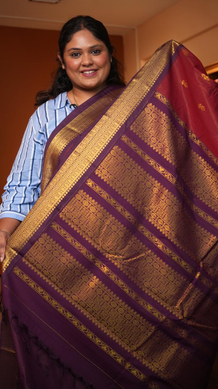 Semi Silk Vairaoosi Mayil Bhutta Saree -01-09-07-16 (DAYLILY)