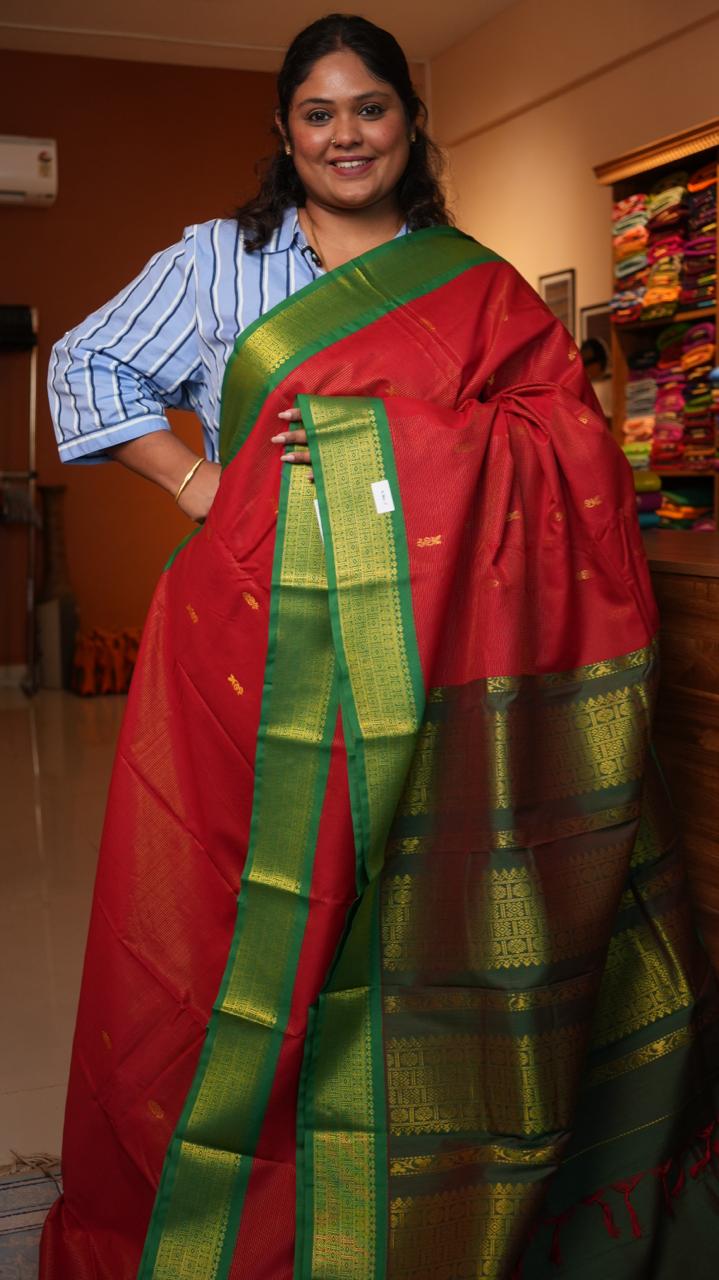 Semi Silk Vairaoosi Mayil Bhutta Saree -01-09-07-01 (CELOSIA)