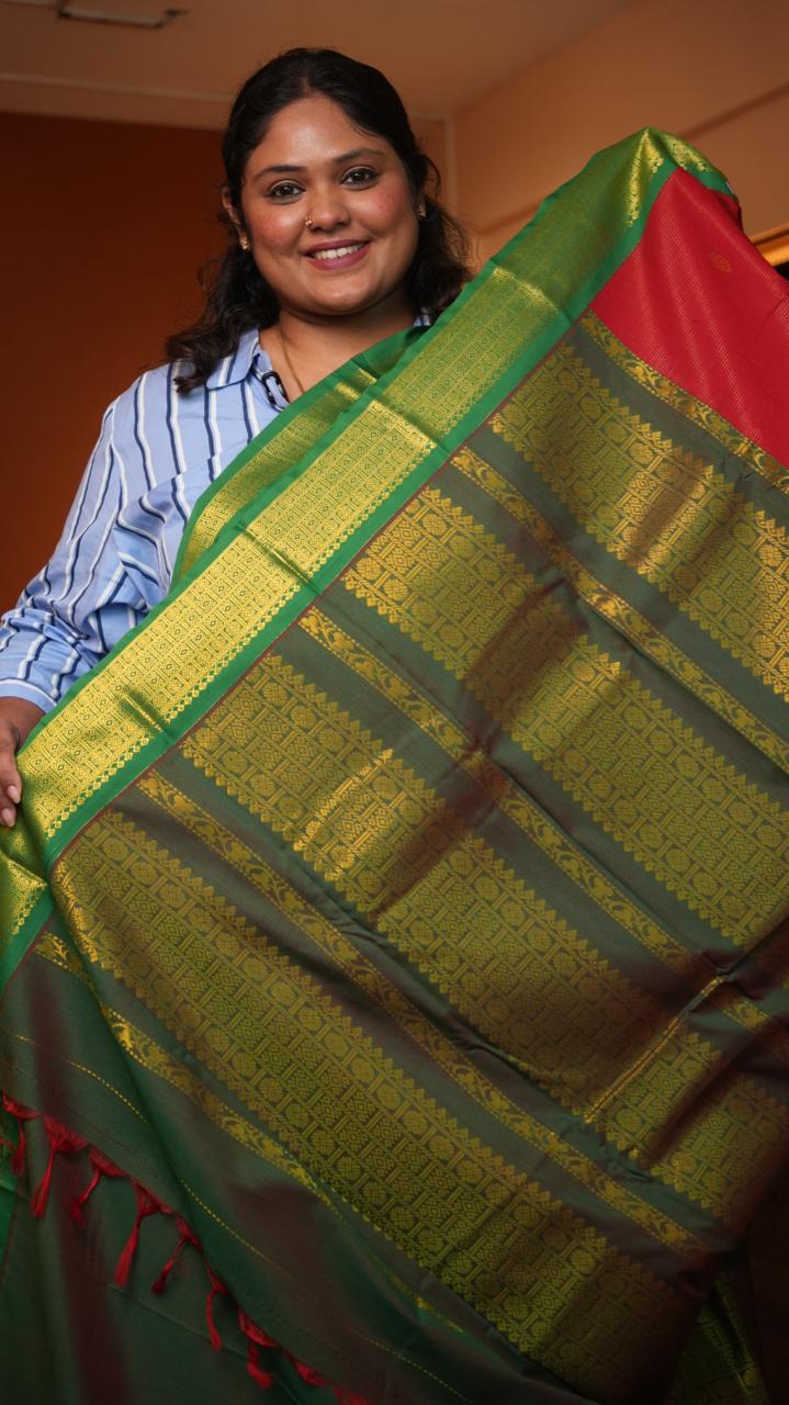 Semi Silk Vairaoosi Mayil Bhutta Saree -01-09-07-01 (CELOSIA)