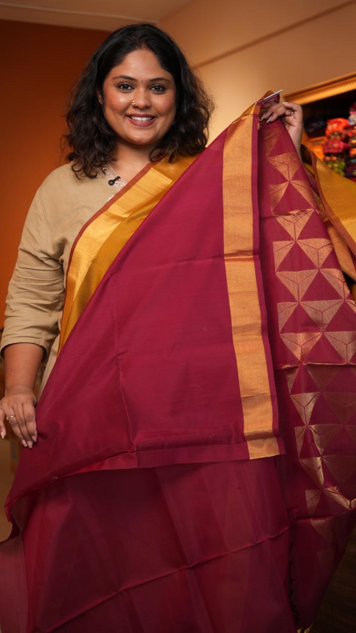 Kora Silk Cotton Saree -04-08-06-02 (GOLDEN MULBERRY)